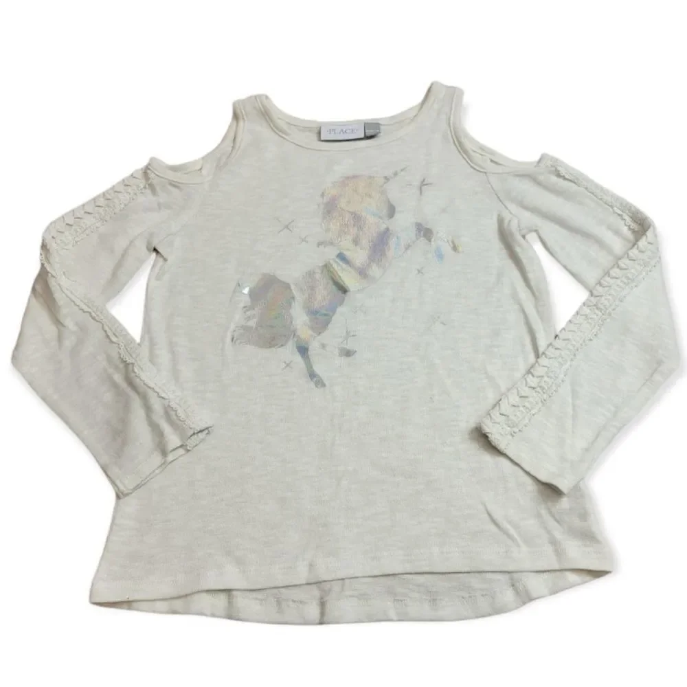 Children's Place cold shoulder unicorn shirt L10/12